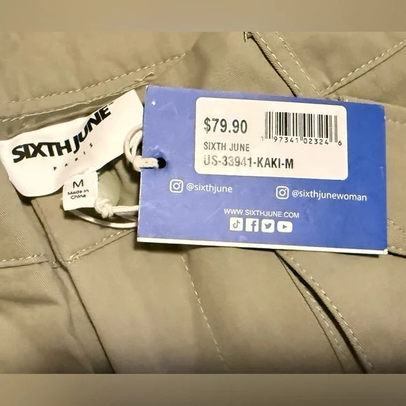 NWT SIXTH JUNE Women’s Multi pockets cargo Pants 33941-KAKI,Sizes XS, S, M and L - Picture 7 of 8